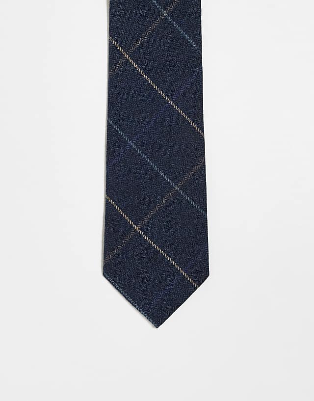 asos ASOS DESIGN check pattern tie in navy