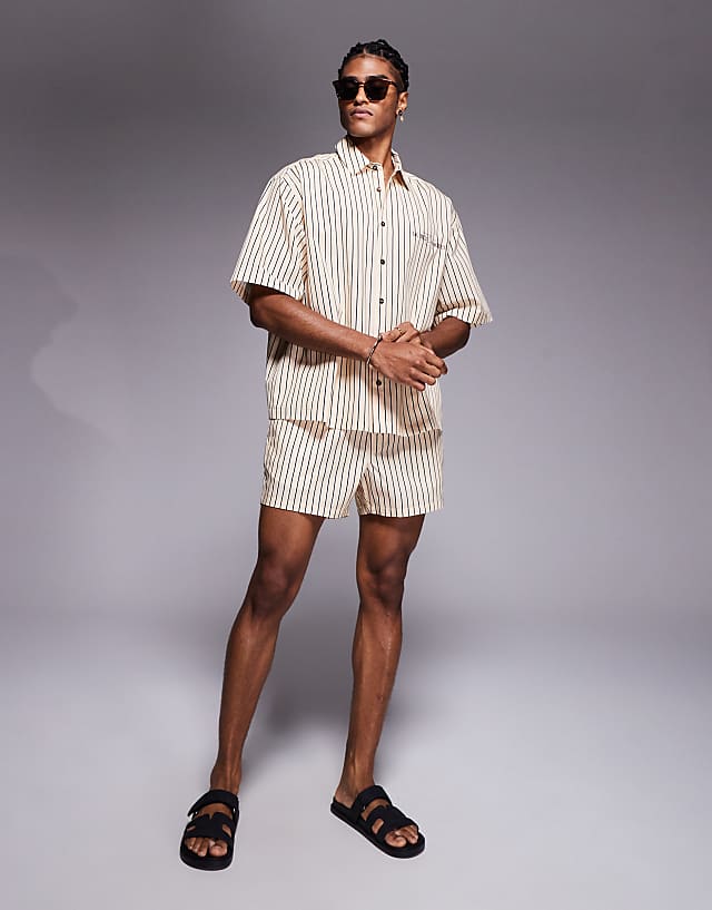 asos ASOS DESIGN co-ord in beige stripe