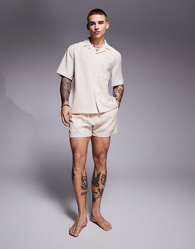 asos ASOS DESIGN co-ord linen look in stone