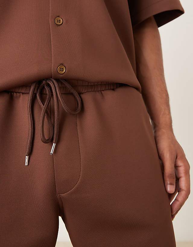 Asos ASOS DESIGN Co-ord Shorts In Brown Scuba