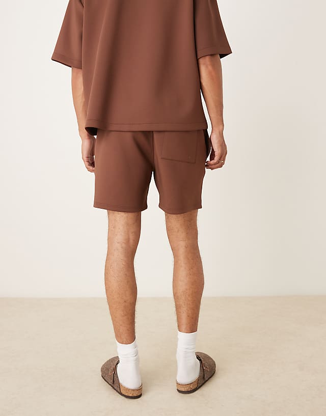Asos ASOS DESIGN Co-ord Shorts In Brown Scuba