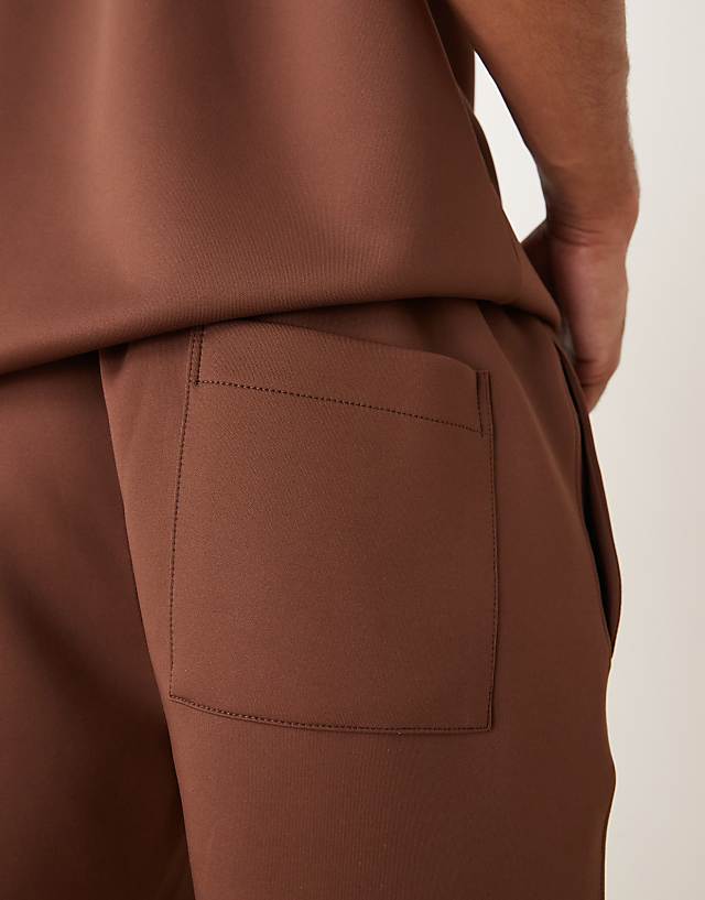 Asos ASOS DESIGN Co-ord Shorts In Brown Scuba