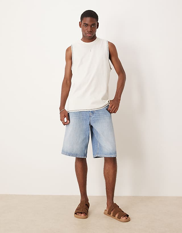 Asos ASOS DESIGN Crew Neck Boxy Tank In Cream