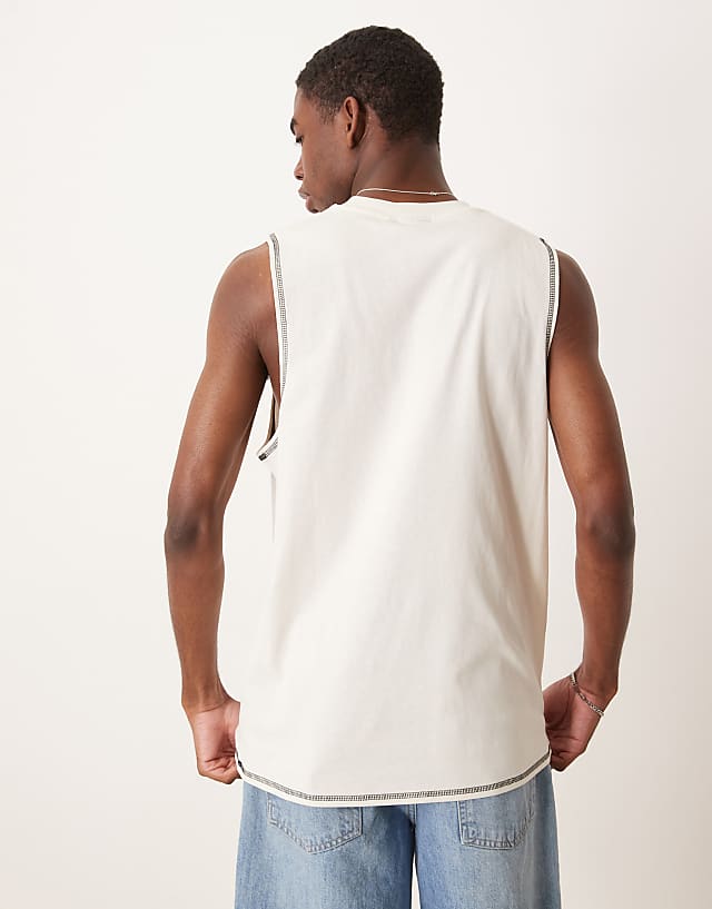 Asos ASOS DESIGN Crew Neck Boxy Tank In Cream