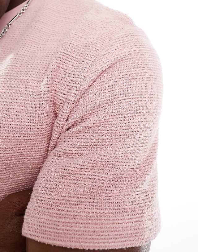 Asos ASOS DESIGN Crew Neck T-shirt In Pink Boucle