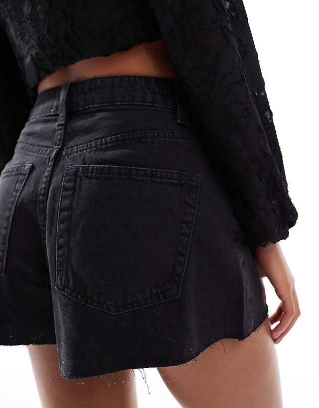 Asos ASOS DESIGN Denim A Line Short In Wash Black