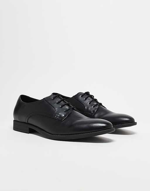 Asos ASOS DESIGN Derby Shoes In Black Faux Leather