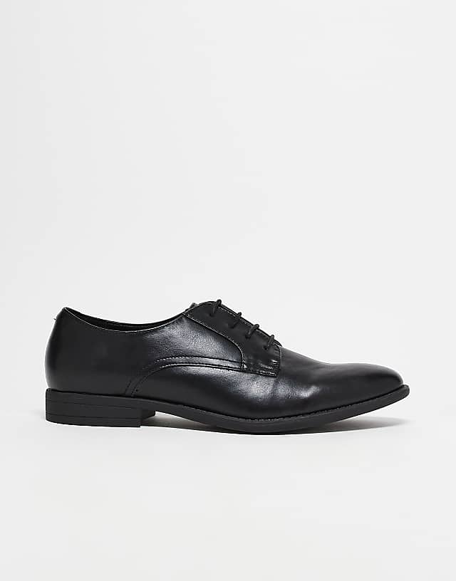 Asos ASOS DESIGN Derby Shoes In Black Faux Leather