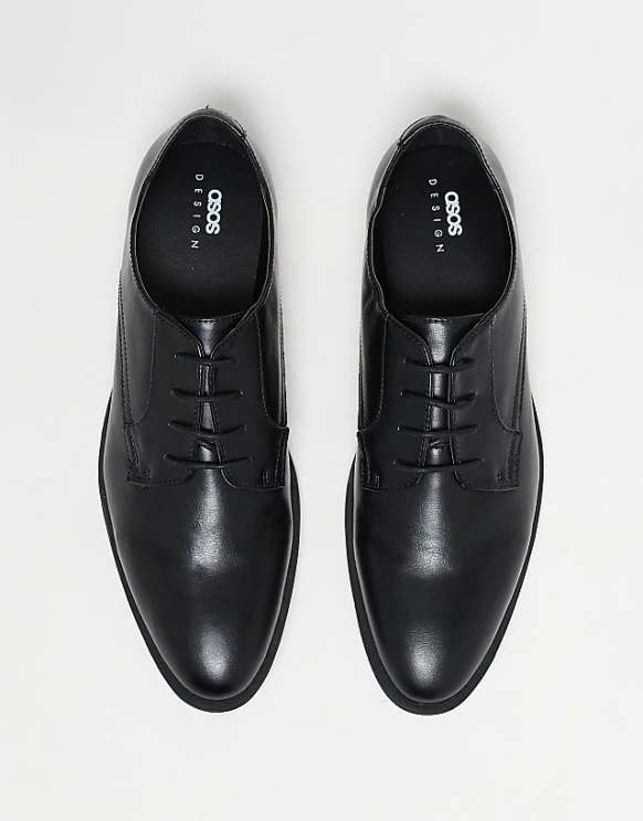 asos ASOS DESIGN derby shoes in black faux leather
