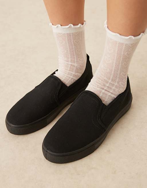 Asos ASOS DESIGN Dotty Slip On Plimsolls In Black