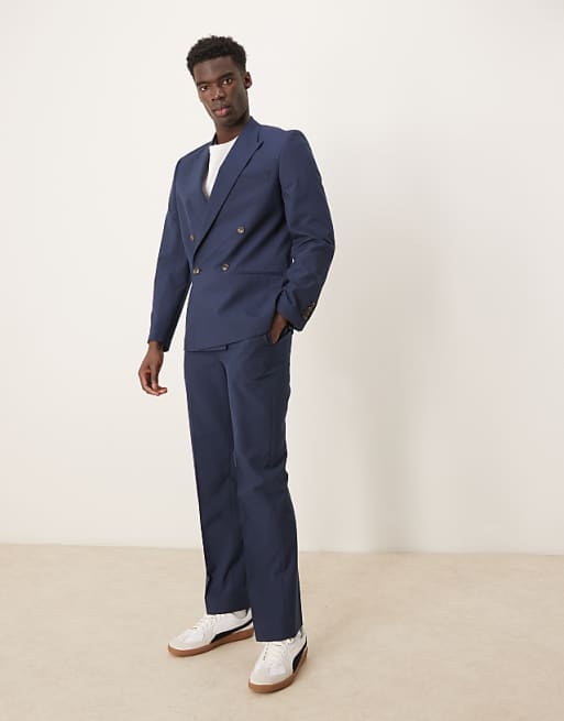 asos ASOS DESIGN double breasted slim suit in navy