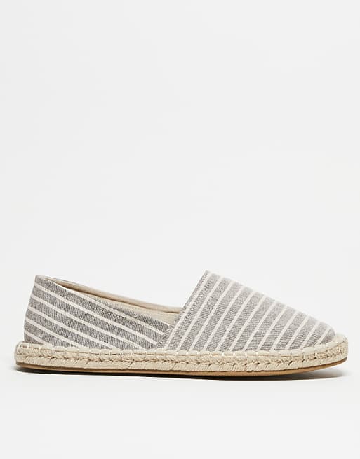 Asos ASOS DESIGN Espadrilles In Grey Stripe Canvas