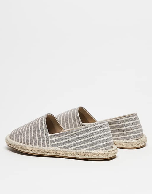 Asos ASOS DESIGN Espadrilles In Grey Stripe Canvas