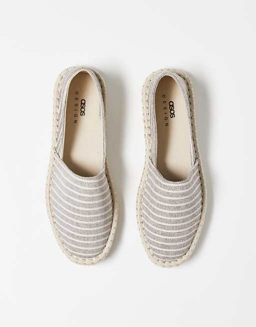 asos ASOS DESIGN espadrilles in grey stripe canvas