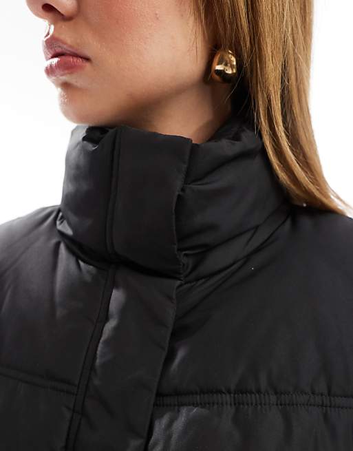 Asos ASOS DESIGN Funnel Neck Puffer Gilet In Black