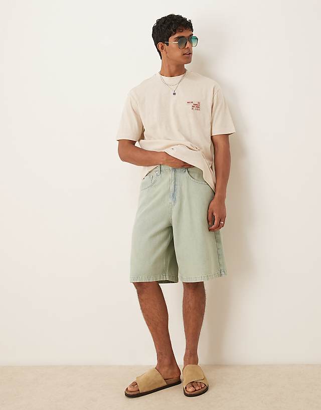 Asos ASOS DESIGN Green Tint Denim Jorts