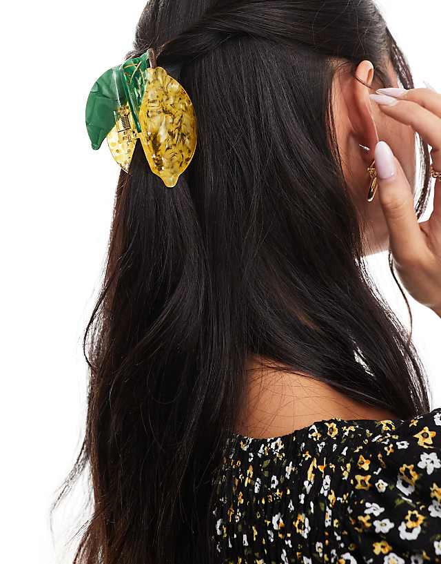 asos ASOS DESIGN hair claw in lemon design