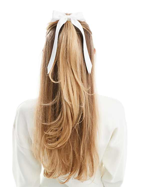 asos ASOS DESIGN hairband with bow detail in white