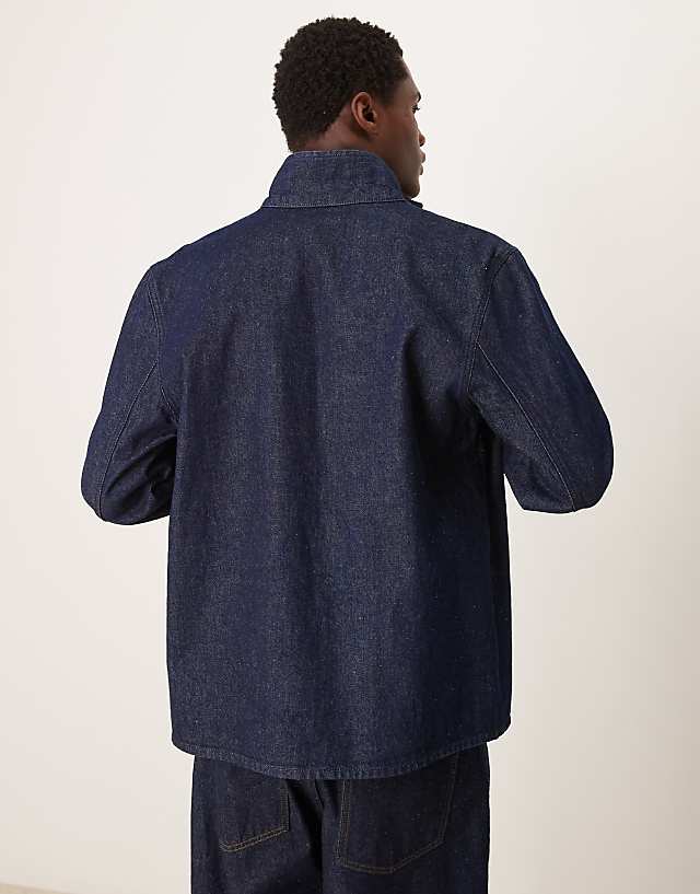 Asos ASOS DESIGN Harrington Jacket In Raw Denim
