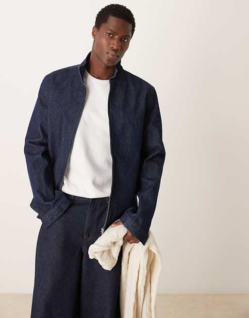 asos ASOS DESIGN harrington jacket in raw denim