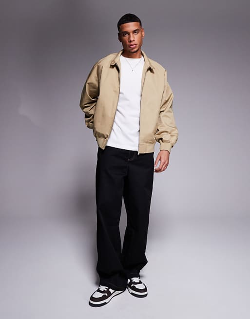 Asos ASOS DESIGN Harrington Jacket In Stone - NUDE