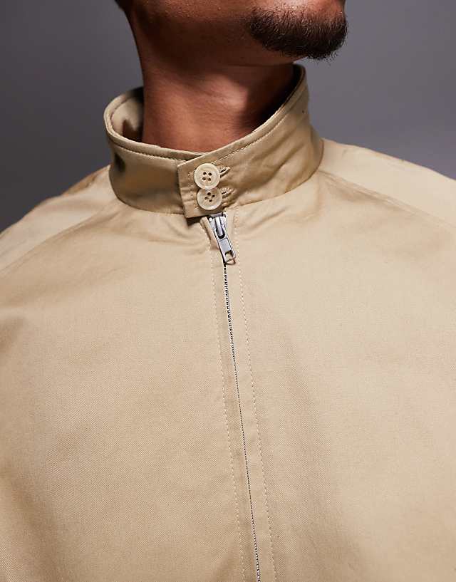 Asos ASOS DESIGN Harrington Jacket In Stone - NUDE