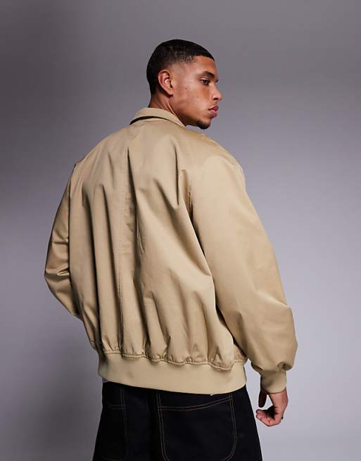Asos ASOS DESIGN Harrington Jacket In Stone - NUDE