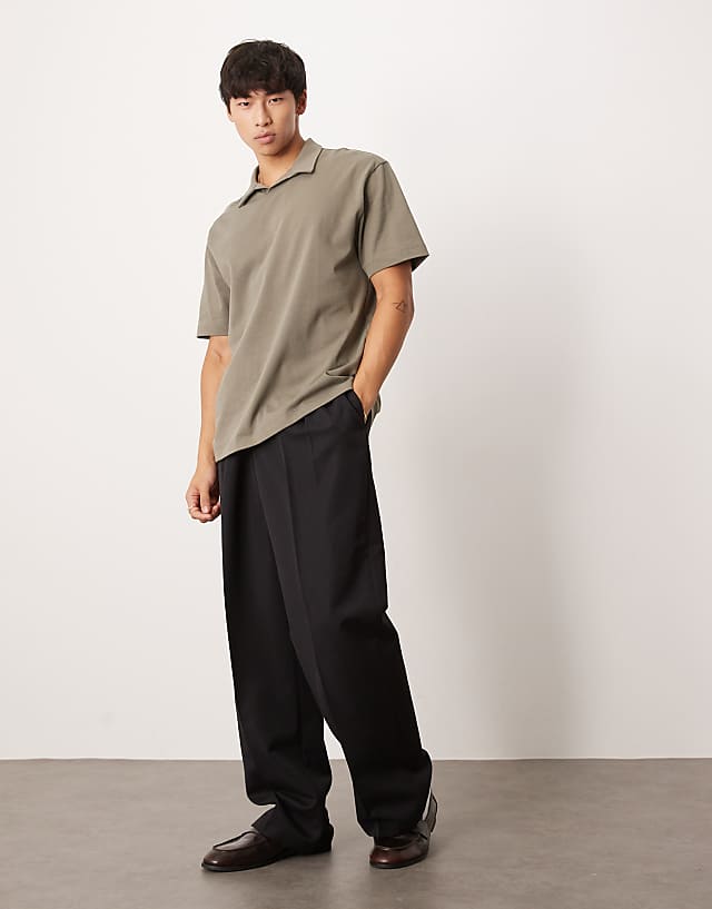 Asos ASOS DESIGN Heavyweight Relaxed Polo In Khaki