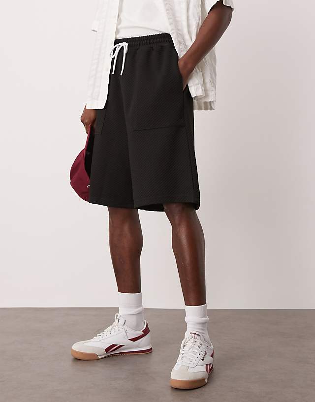 asos ASOS DESIGN heavyweight twill jorts in black