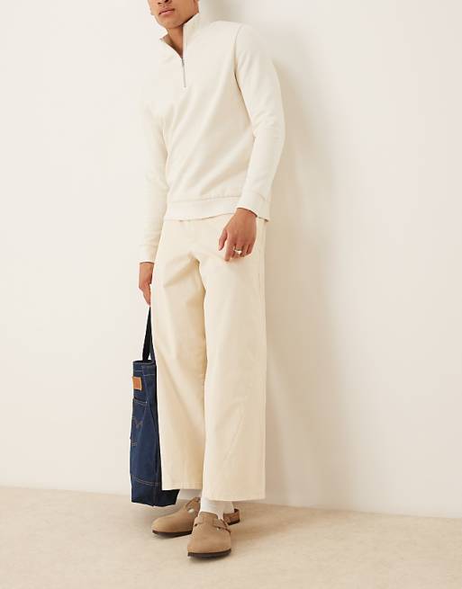 Asos ASOS DESIGN Horseshoe Twill Trousers In Ecru