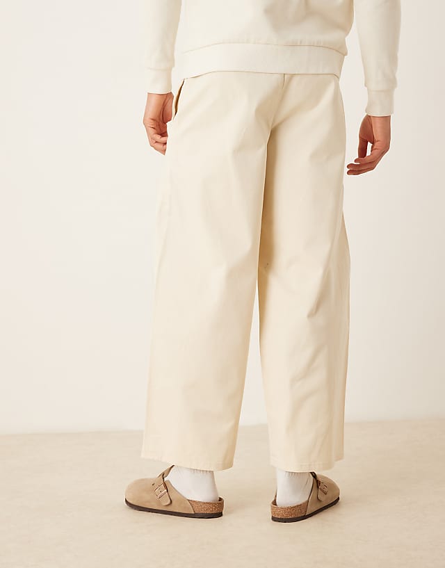 Asos ASOS DESIGN Horseshoe Twill Trousers In Ecru