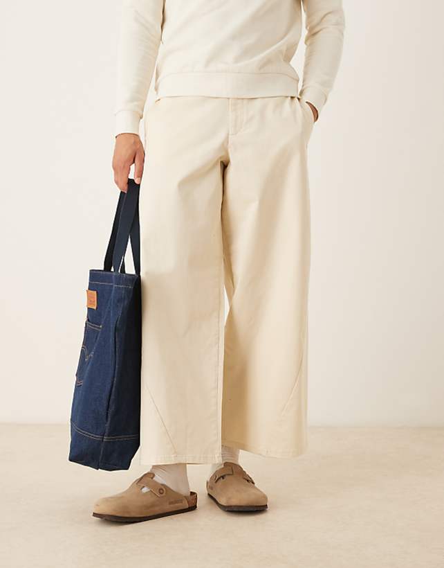 asos ASOS DESIGN horseshoe twill trousers in ecru