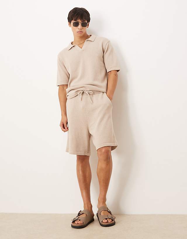 Asos ASOS DESIGN Knitted Shorts Co-ord In Mink