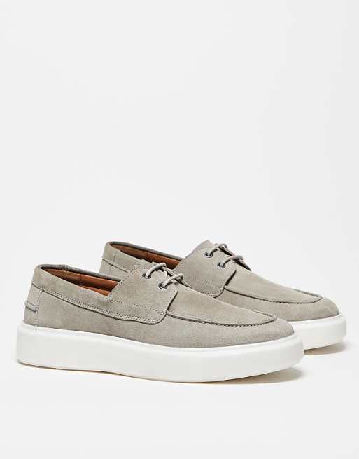 Asos ASOS DESIGN Lace Up Shoes In Grey Suede