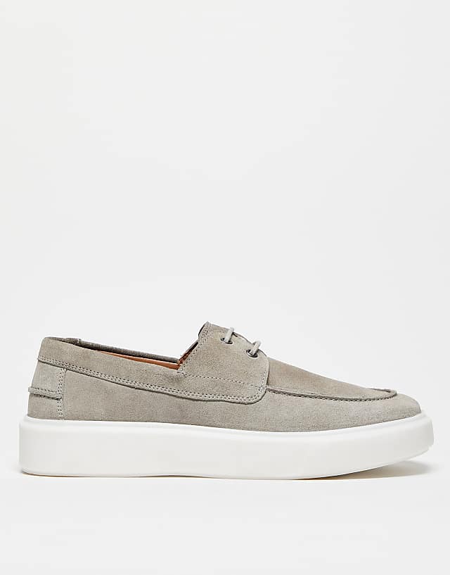 asos ASOS DESIGN lace up shoes in grey suede