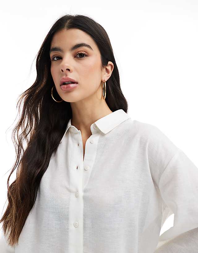 Asos ASOS DESIGN Linen Blend Shirt In White