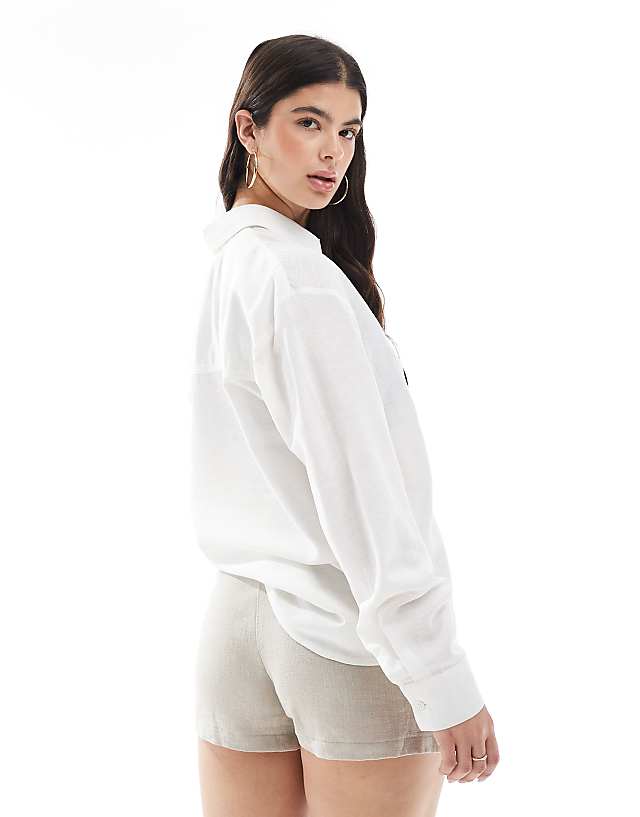 Asos ASOS DESIGN Linen Blend Shirt In White