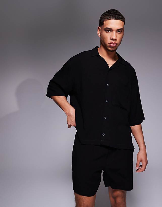 asos ASOS DESIGN linen co-ord in black