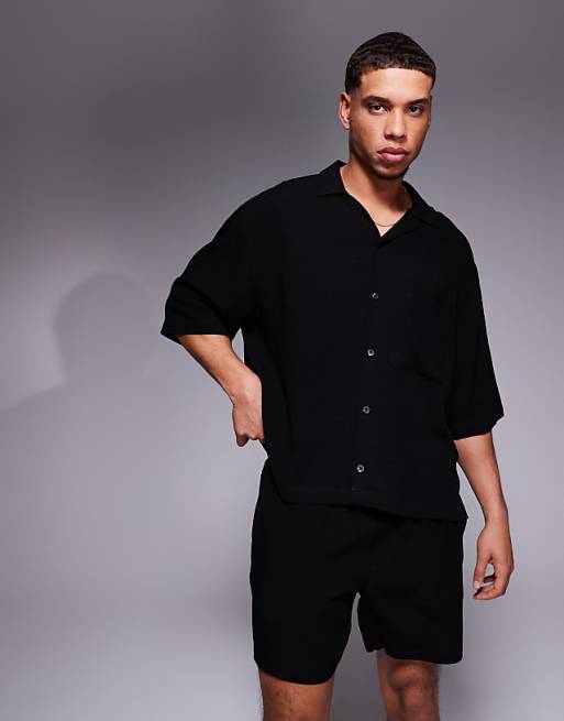 asos ASOS DESIGN linen co-ord in black