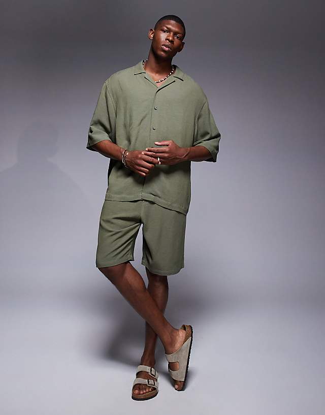 asos ASOS DESIGN linen co-ord in green