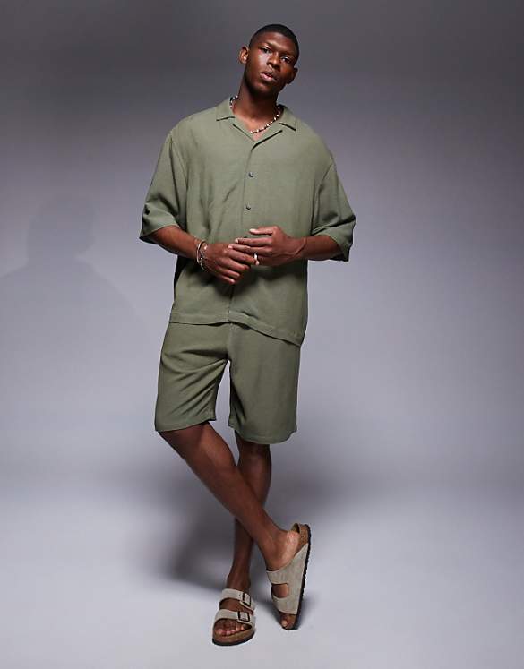 asos ASOS DESIGN linen co-ord in green