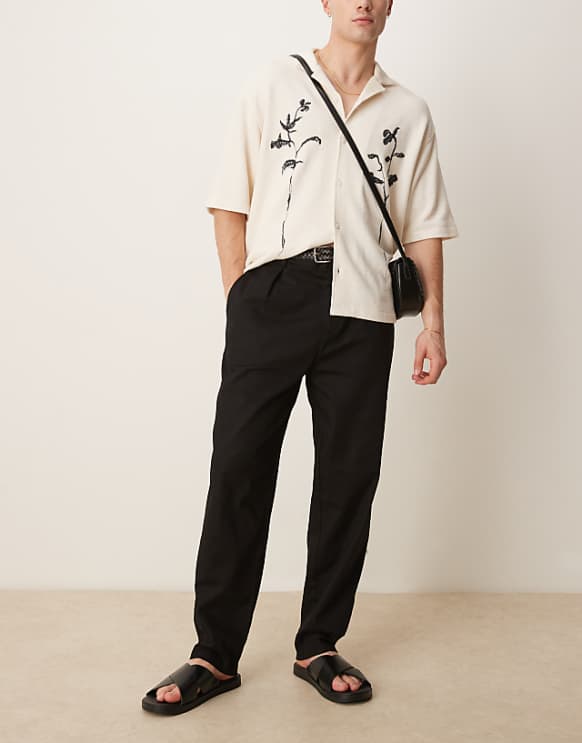 Asos ASOS DESIGN Linen Look Co Ord In Black