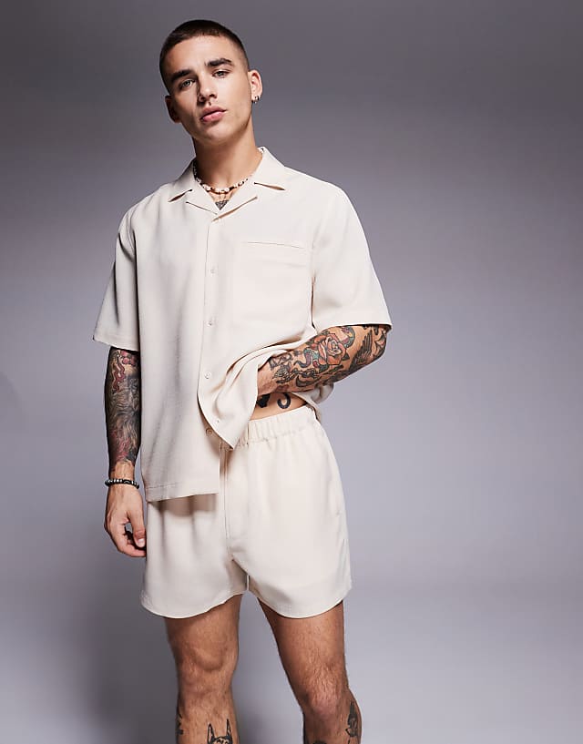 asos ASOS DESIGN linen look co-ord in stone