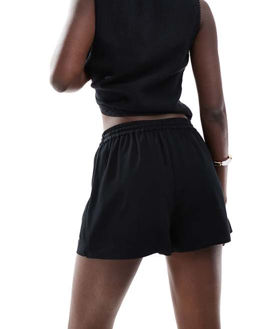 Asos ASOS DESIGN Linen Look Co-ord Short In Black