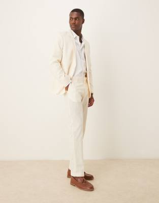 Asos ASOS DESIGN Linen Look Slim Suit In Ecru