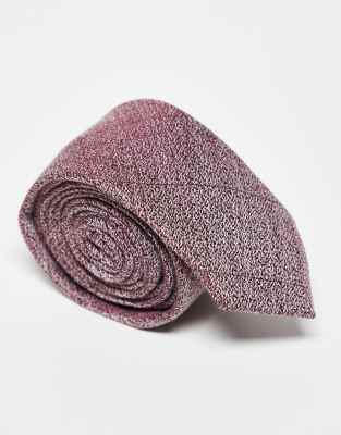 Asos ASOS DESIGN Linen Tie In Burgundy