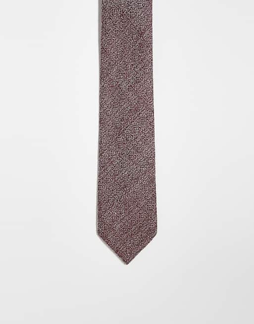 asos ASOS DESIGN linen tie in burgundy