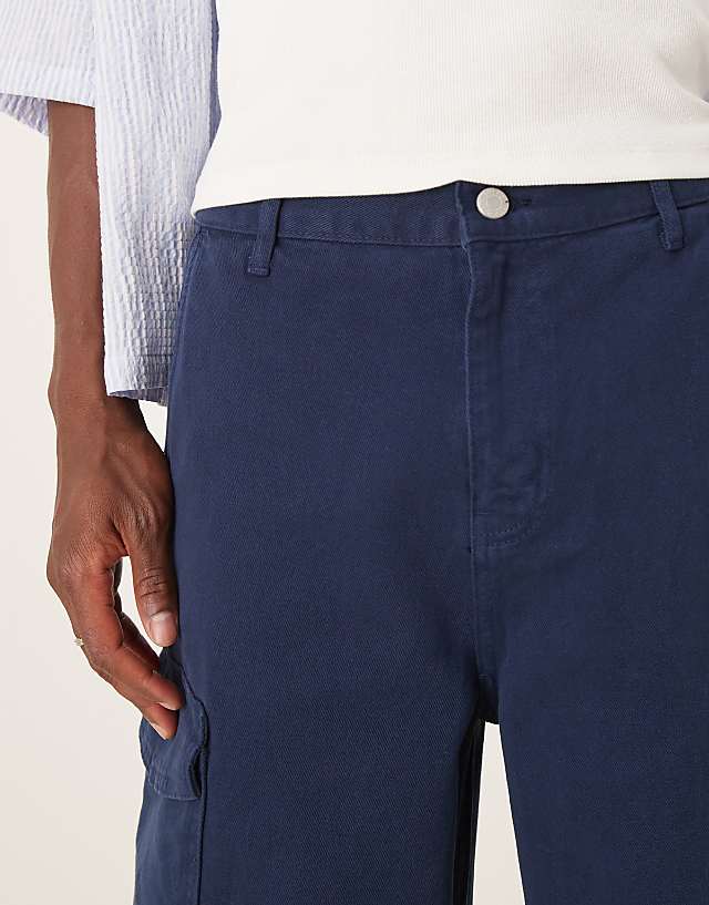 Asos ASOS DESIGN Long Length Cargo Shorts In Navy