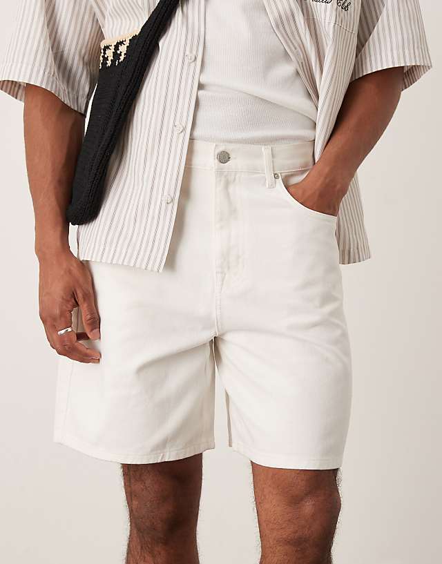 Asos ASOS DESIGN Long Length Denim Jort In Ecru
