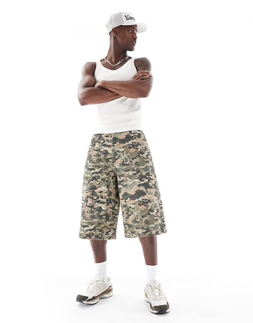 asos ASOS DESIGN long length shorts in camo
